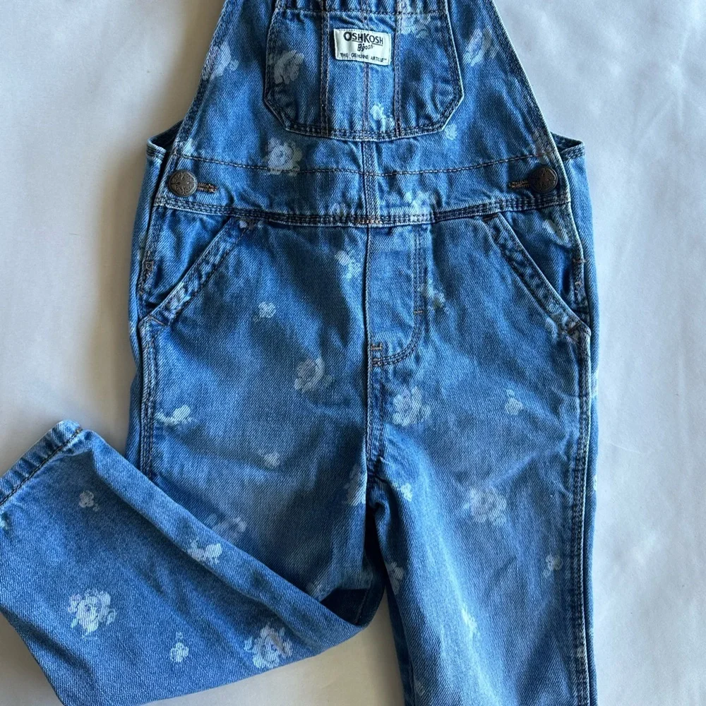 Girls vintage Osh Kosh B’gosh denim blue jean overalls outfit size‎ 2T